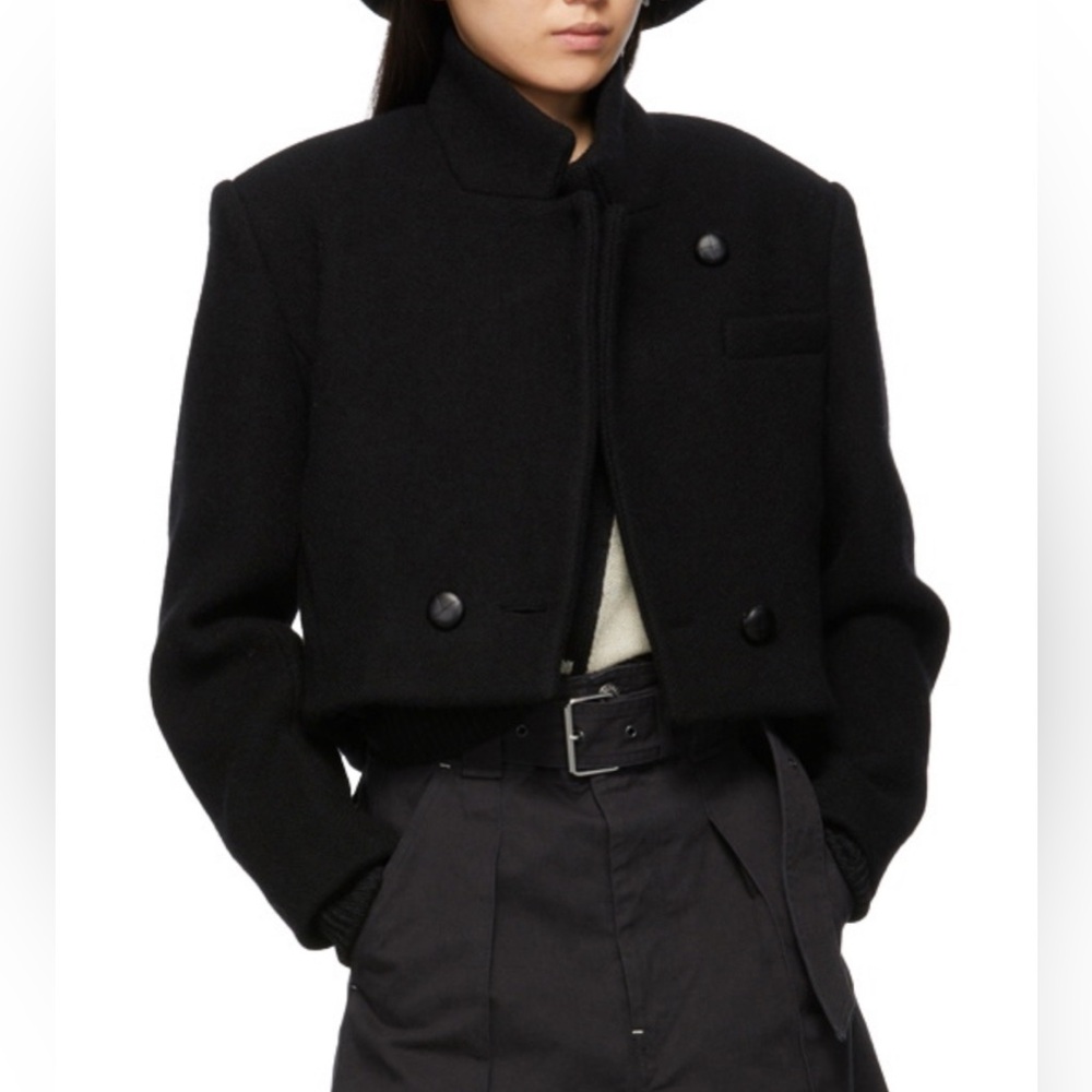 Isabel Marant Edna Cropped Wool Jacket – Black | Double-Breasted